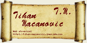 Tihan Macanović vizit kartica